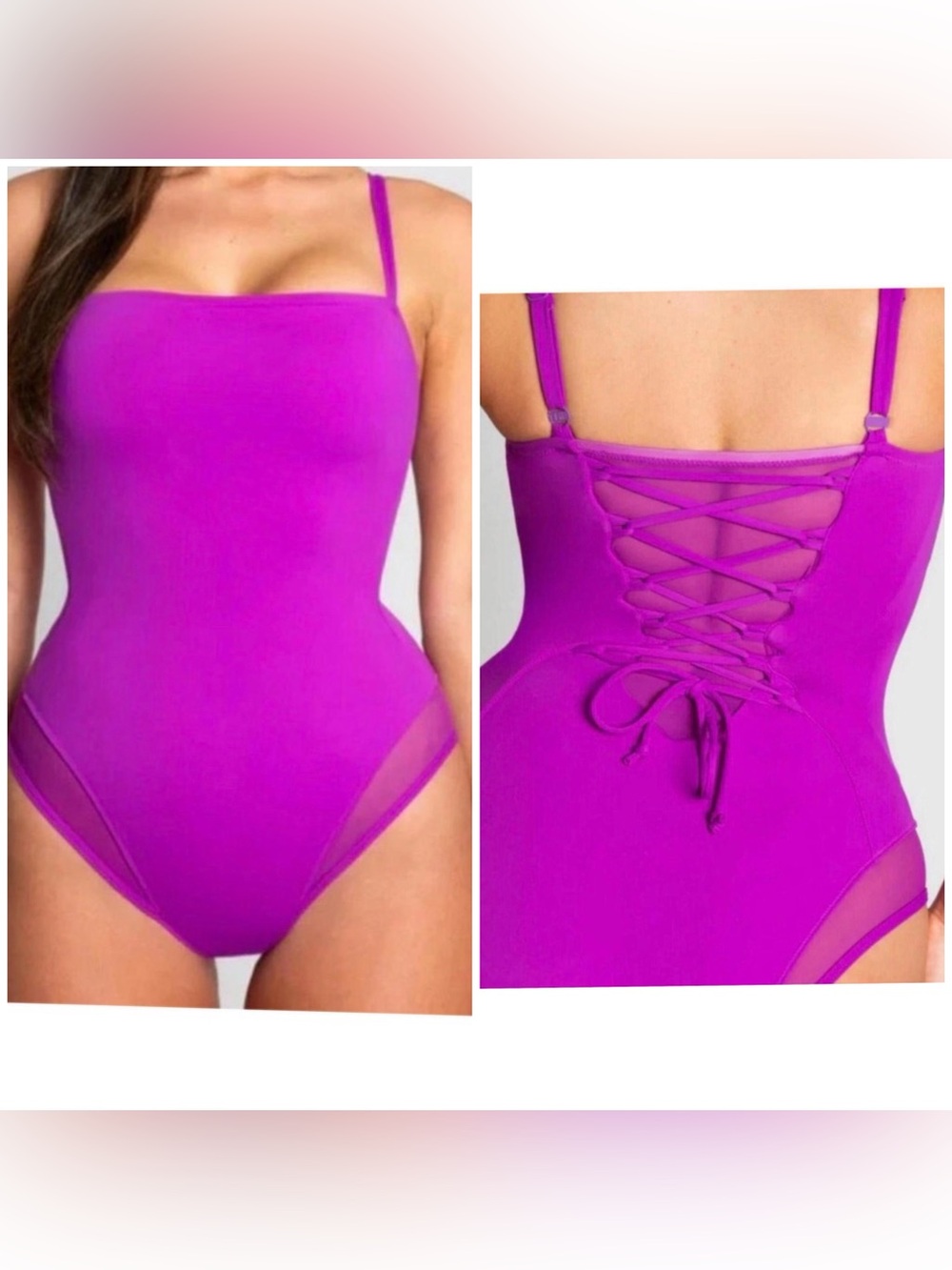 NWT Ta3 Orchid One-Piece Swim Suit - Squarey Mesh Contour Size Medium Short